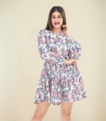 Fleared Floral Printed Mini Dress