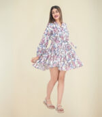 Fleared Floral Printed Mini Dress - Image 2