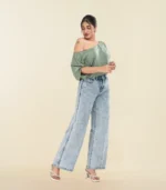 Drop Shoulder Satin Top - Image 3