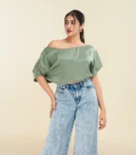 Drop Shoulder Satin Top - Image 2